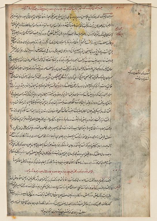 Manuscript pages/paintings, three pieces, Persia/Iran, late Qajar dynasty / early 20th century.