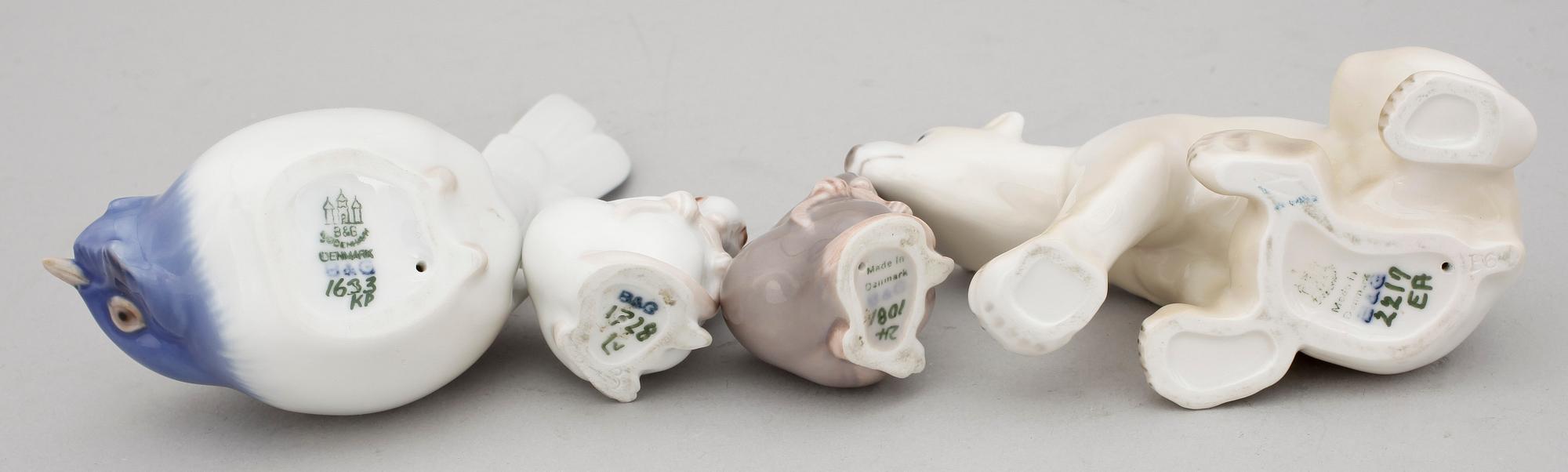 FIGURINER, 4 st, porslin, Bing & Gröndahl, Köpenhamn, Danmark, 1900-talets andra hälft.