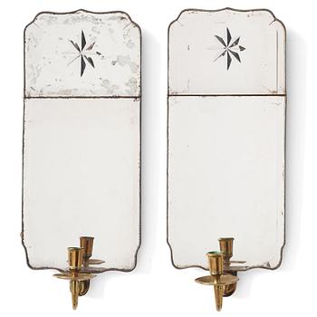 68. A pair of Rococo one-light girandole mirrors by Nils Meunier 1771.