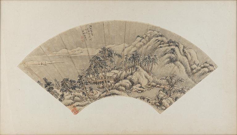 Zhou Shangwn, a Chinese fan painting, probably 18th century.