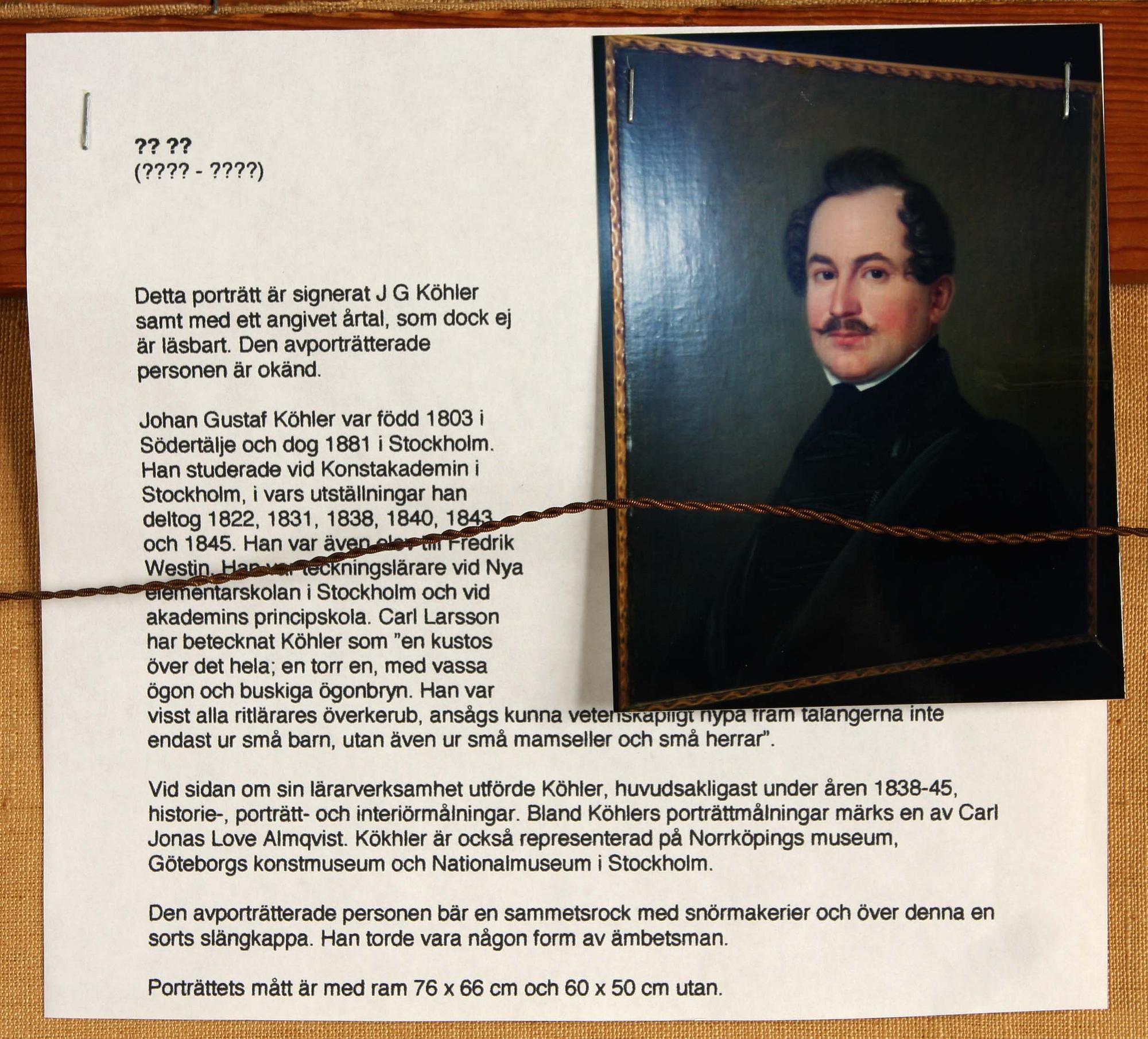 J.C KÖHLER, olja på duk, sign o bär otydlig dat. Empire, 1800-talets första hälft.