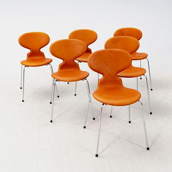 A set of six Arne Jacobsen "Myran" leather chairs for Fritz Hansen Denmark, later part of the 20th century,