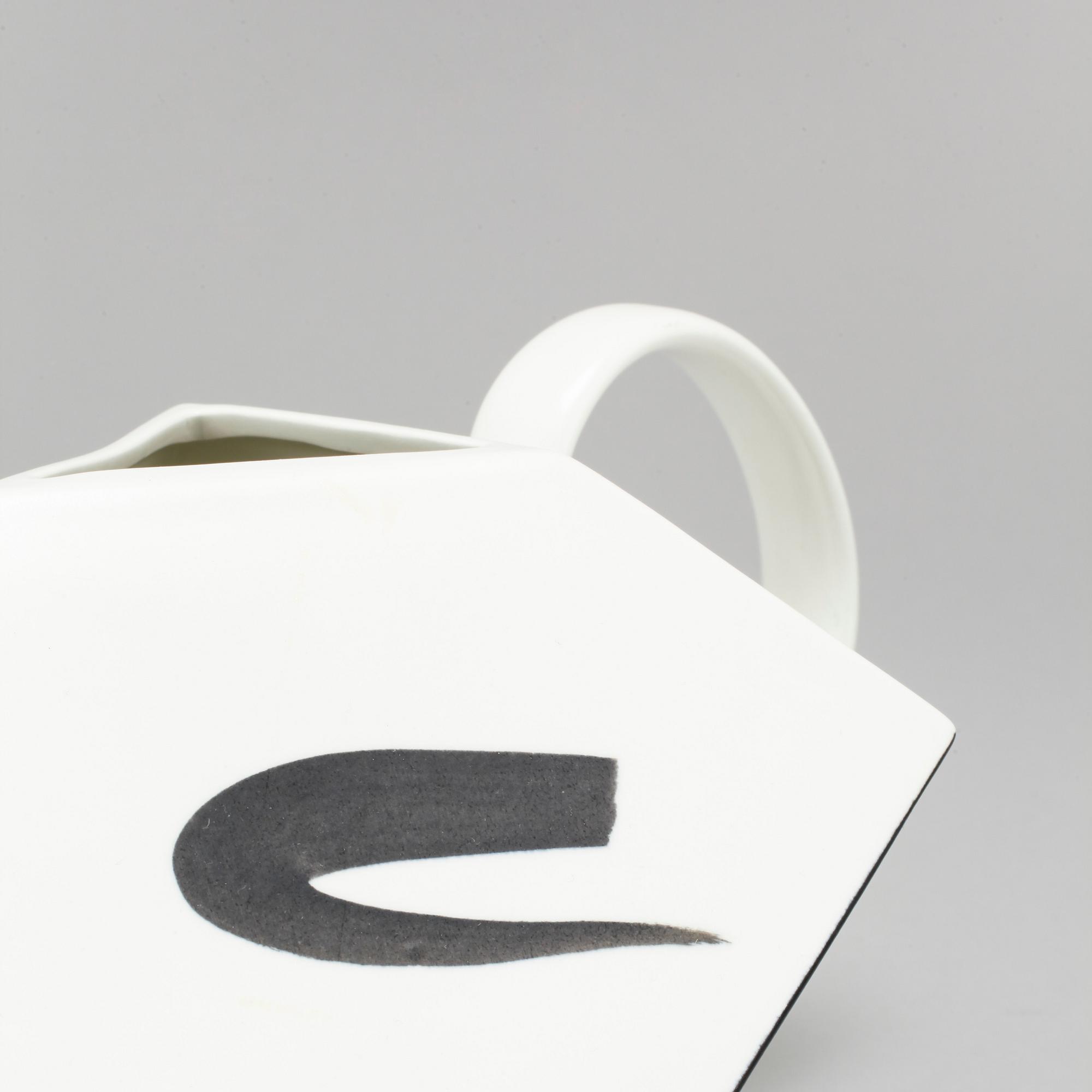 ROLF SINNEMARK, two "Cube" porcelain teapot for Rörstrand in the late 20th century.