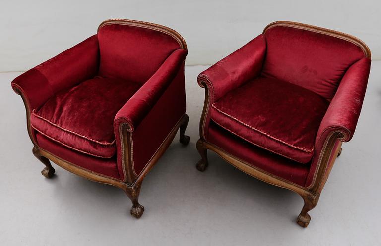 FÅTÖLJER, 1 par, 1900-talets första hälft.