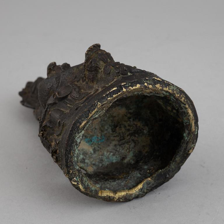 A Sino-Tibetan bronze figure of Green Tara, presumably 18th century.