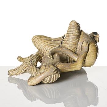 Stig Lindberg, a stoneware sculpture, 'Leda and the Swan', Gustavsberg, Sweden 1940-50s.