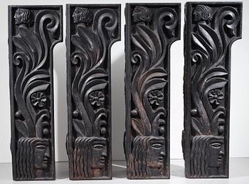 Anna Petrus, four cast iron reliefs, Näfveqvarn, Sweden, pieces of a table designed for the Metropolitan exhibition in New York 1927.