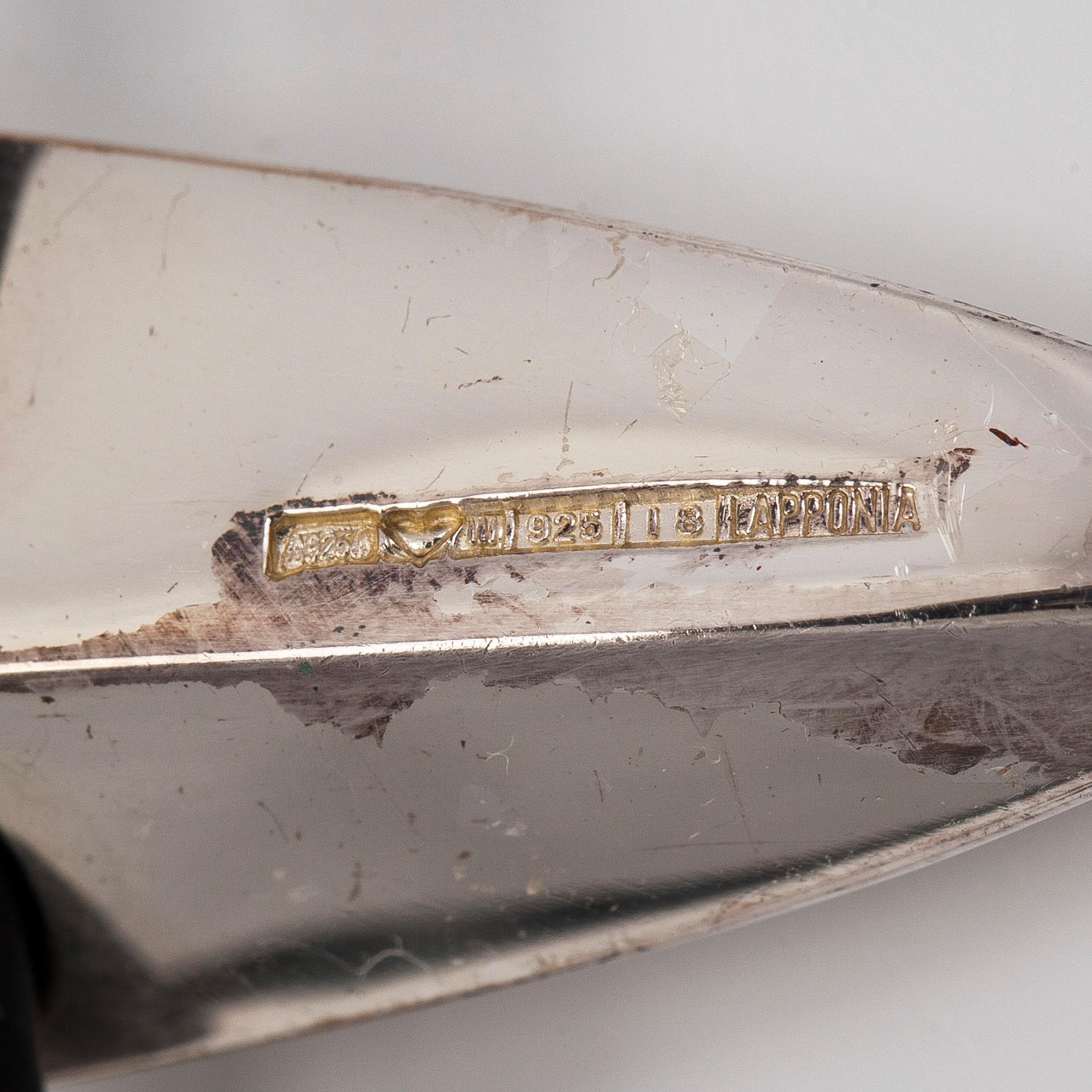 Ulla Poropudas, jewellery set, 4 pieces, silver, acrylic, Lapponia 1986.