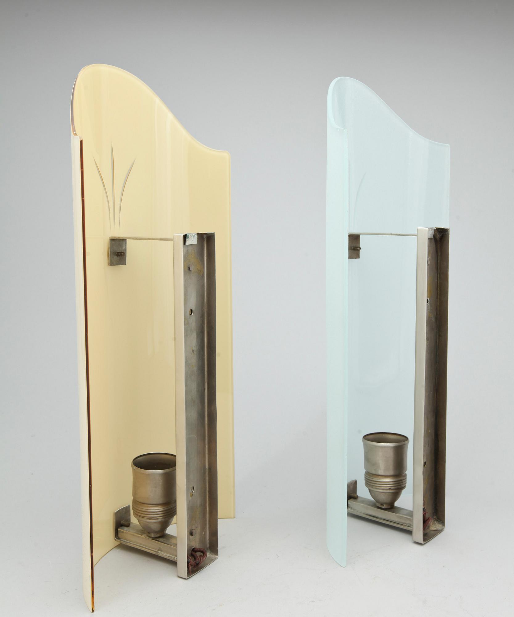 VÄGGLAMPETTER, 4 st, art deco, 1900-talets första hälft.