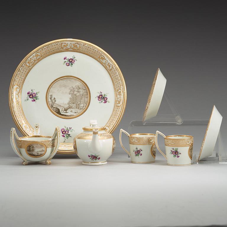 A five piece Royal Copenhagen Tete a tete set, 1790.