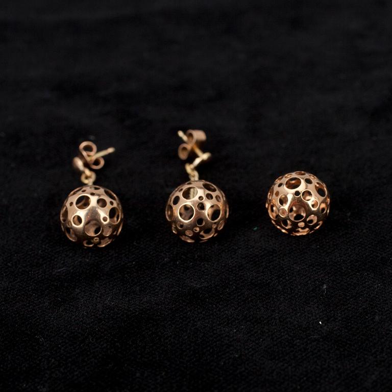ÖRHÄNGEN samt HÄNGE, guld 14K, Liisa Vitali, NW.