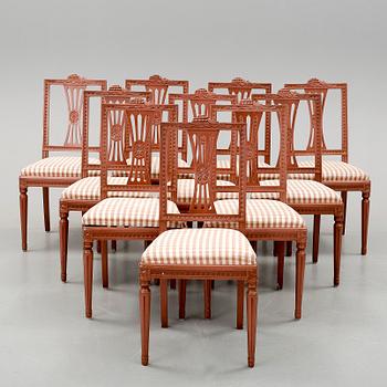 STOLAR, 10 st, "Lindome", Gustaviansk stil, 1900-tal.