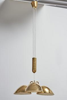 A brass ceiling light attributed to Carl-Axel Acking, Böhlmarks, Sweden 1940's.