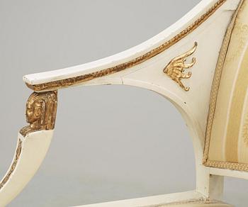 A pair of late Gustavian early 19th century armchairs.