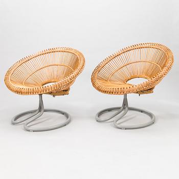 A pair of 'Rondo' rattan easy chairs from Göte-Möbler AB, 1960's.