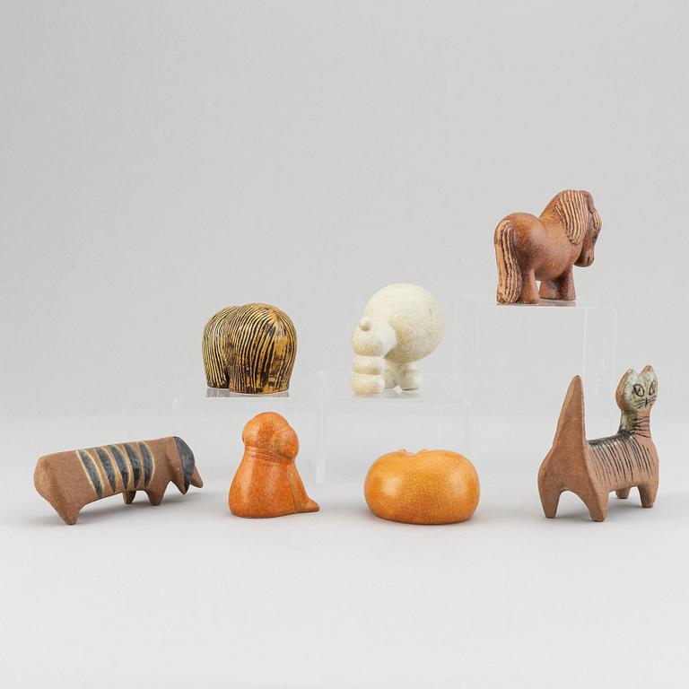 Lisa Larson, figuriner, 7 st, stengods, Gustavsberg.