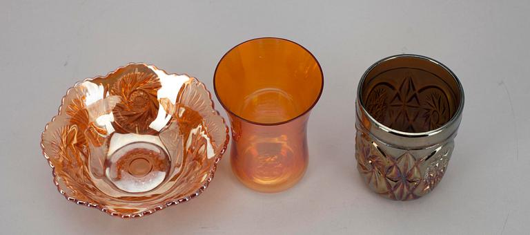 LYSTERILASIASTIOITA, 3 kpl, mm. Riihimäen Lasi 1900-luvun alkupuoli.