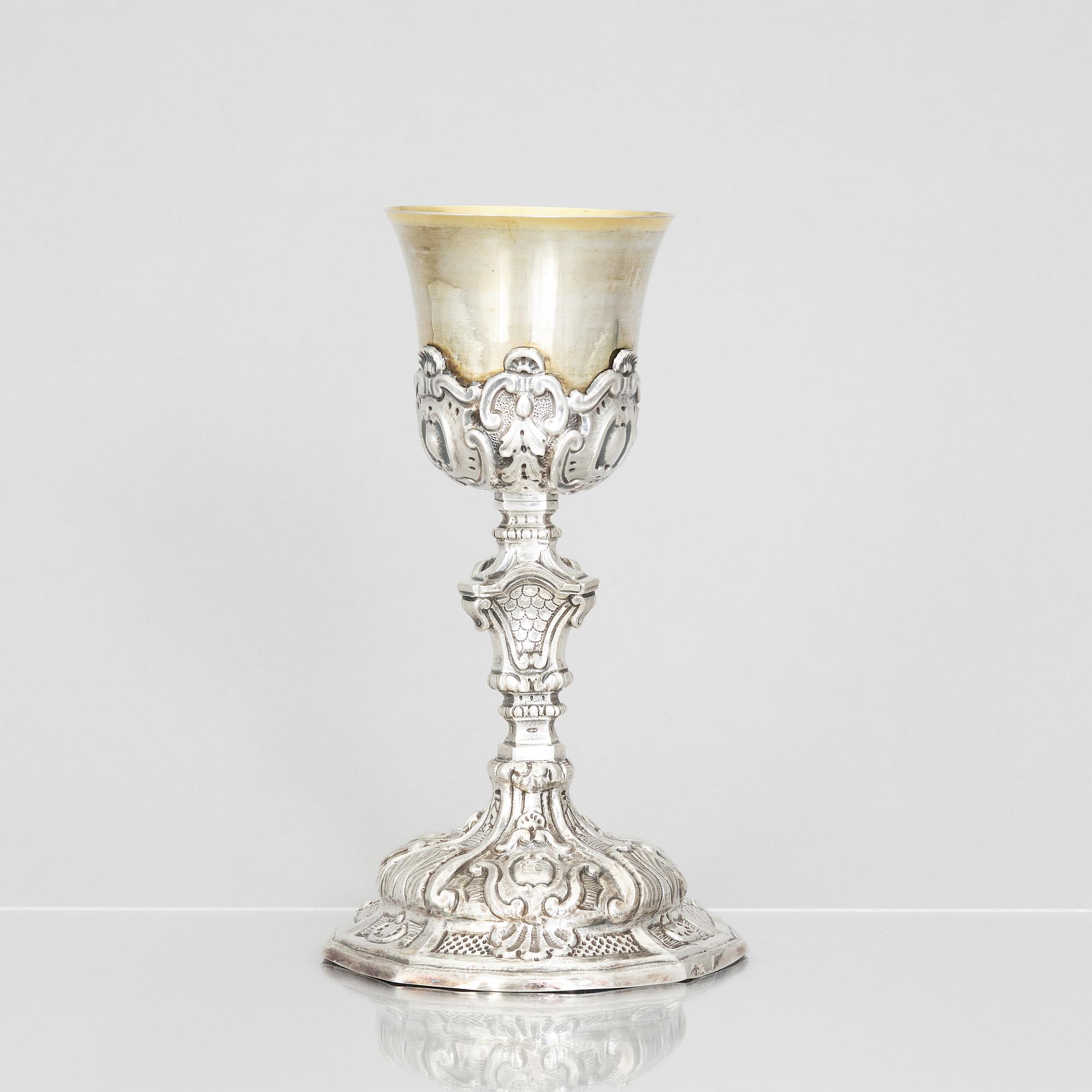 A 17th century parcel-gilt silver cup, possibly Rome.