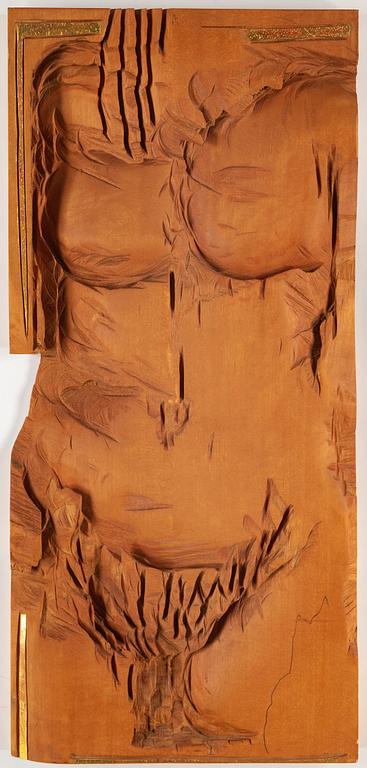 BERTO MARKLUND, wood relief, partly painted, signed and dated 1977 verso.