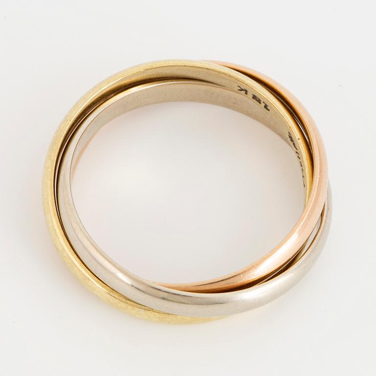 Cartier Trinity ring, 18K gold in three colours.