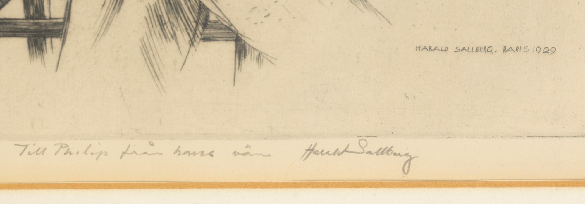 HARALD SALLBERG, etsning, "Portrait du peintre Fernand Léger", signerad.