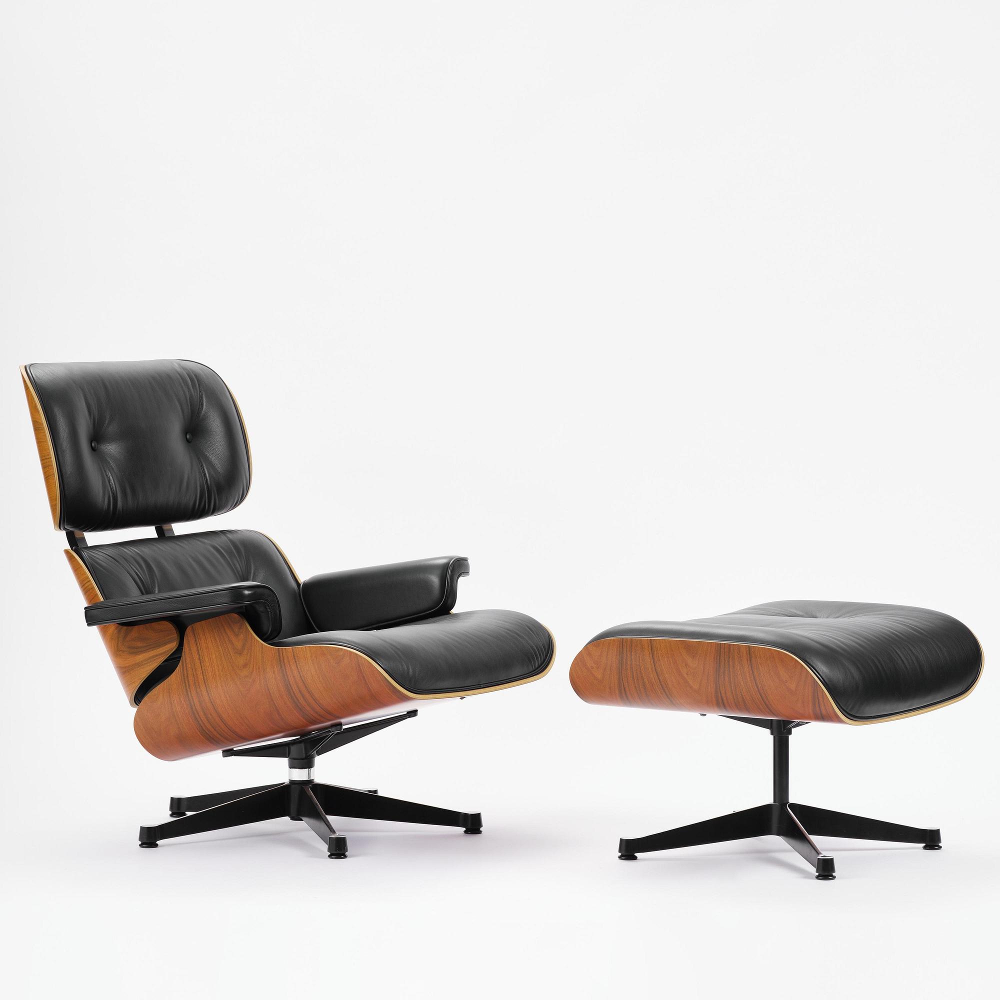Charles & Ray Eames, an "Eames Lounge Chair" with ottoman, Vitra, 2000s.