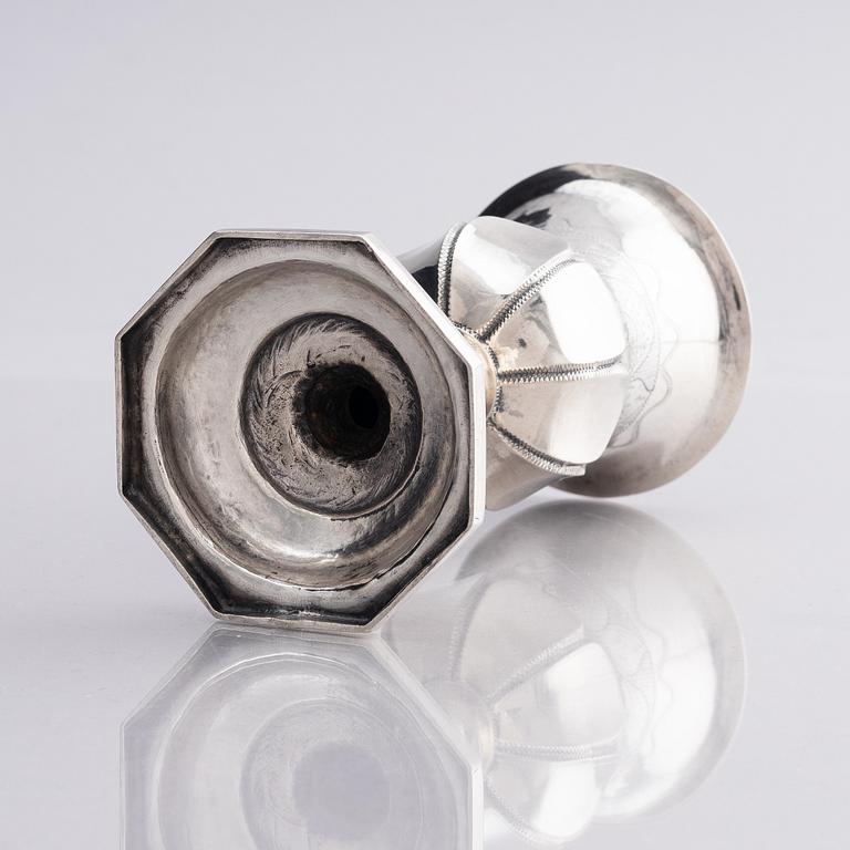 A silver chalice, possibly unidentified maker PT active in Kharkiv circa 1850.