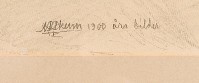 NILS NILSSON SKUM, blyerts- och kritteckning, signerad.