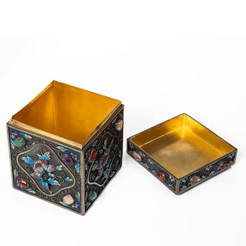 Three enamel and silver boxes, Tibet, first half of the 20th century.