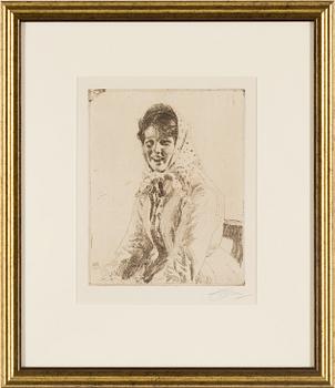 ANDERS ZORN, etsning, 1912, signerad med blyerts.