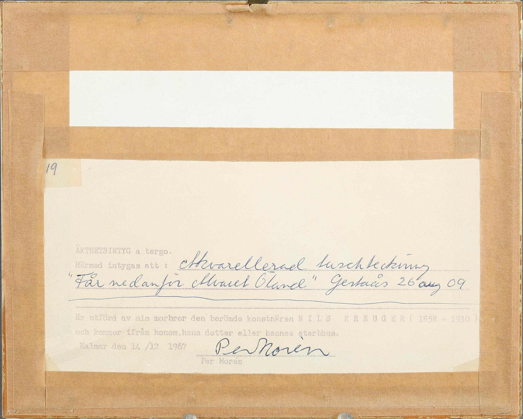 NILS KREUGER, tillskriven, 2 st, blandteknik på papper, osignerade, daterade 1906 och 1909.