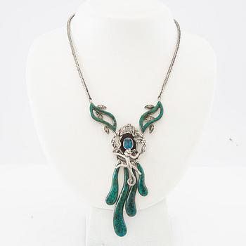 Necklace silver with set gemstones, Ilaria, Peru.