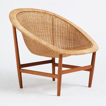 Nanna Ditzel, a teak and rattan easy chair, Ludvig Pontoppidan, Denmark 1950s.