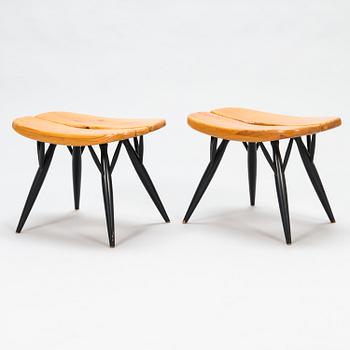 ILMARI TAPIOVAARA, a pair of 1960's/1970's 'Pirkka' stools for Laukaan Puu.