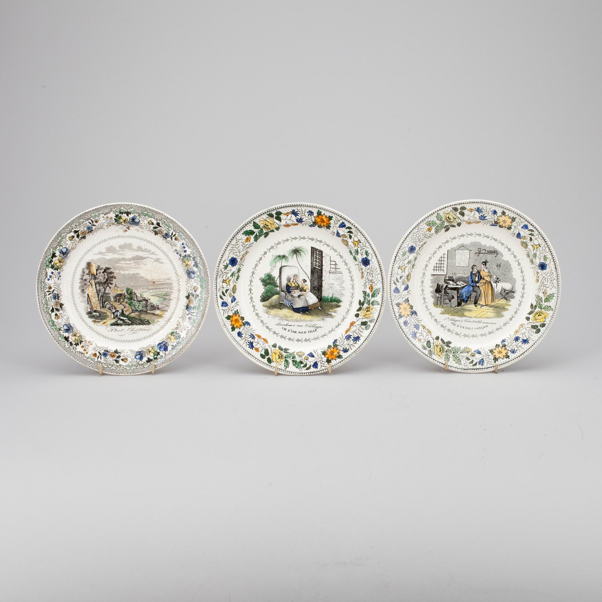 TALLRIKAR, 10+5 st, flintgods, Montereau Frankrike (1827-40).