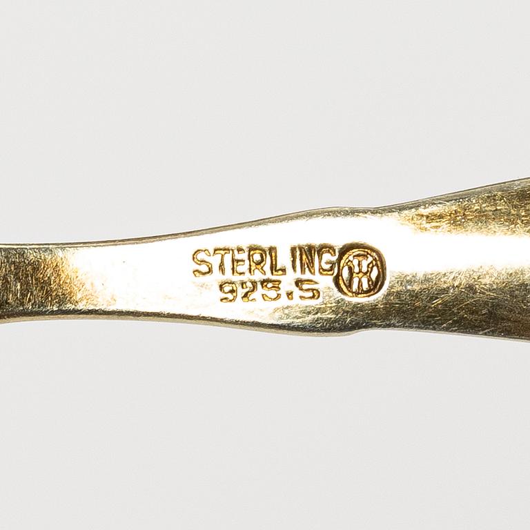 Mockaskedar, 6 st, förgyllt silver och emalj, Ottar Hval, Oslo, Norge, omkring 1900-talets mitt.