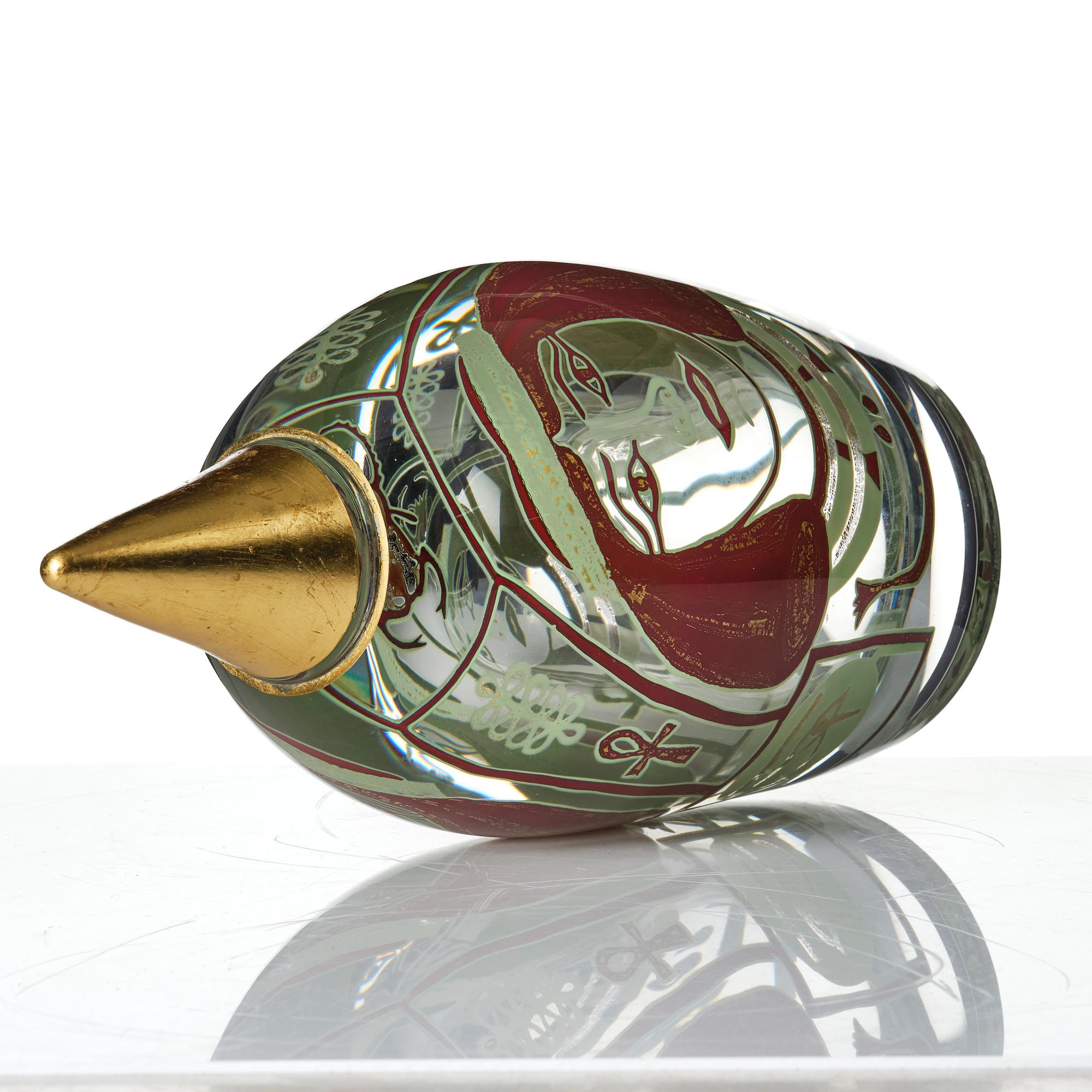 Hanne Dreutler, skulptur, glas, "Queen", numrerad 30b 5/12, Studio Åhus, 1997.