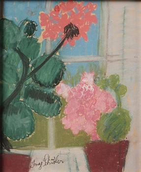 Inge Schiöler, Pelargoniums in the window.