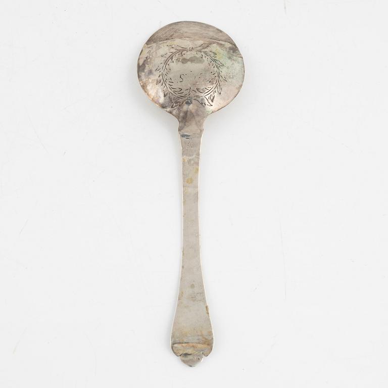 A probably Norwegian 18th Century silver spoon, unclear makers mark CN.