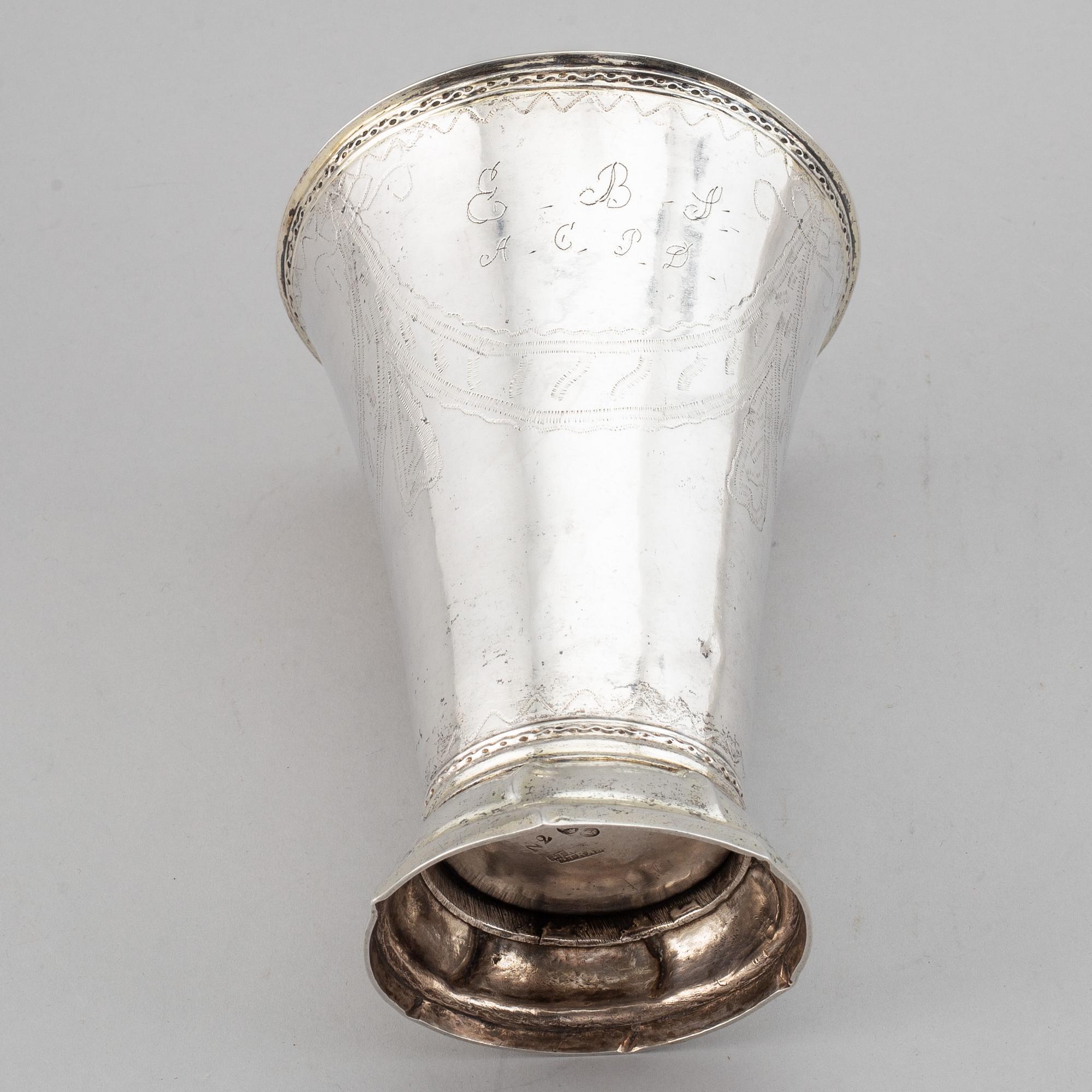 JOHAN STRAS, bägare, silver, Stockhom 1795.