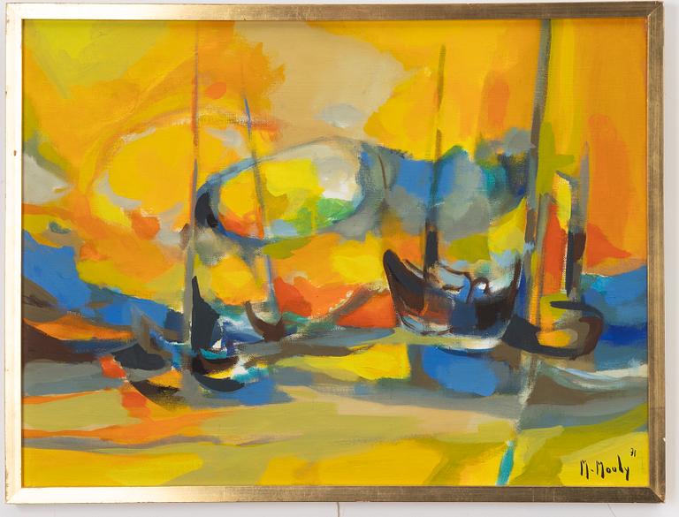Marcel Mouly, "Barques au ciel jaune".