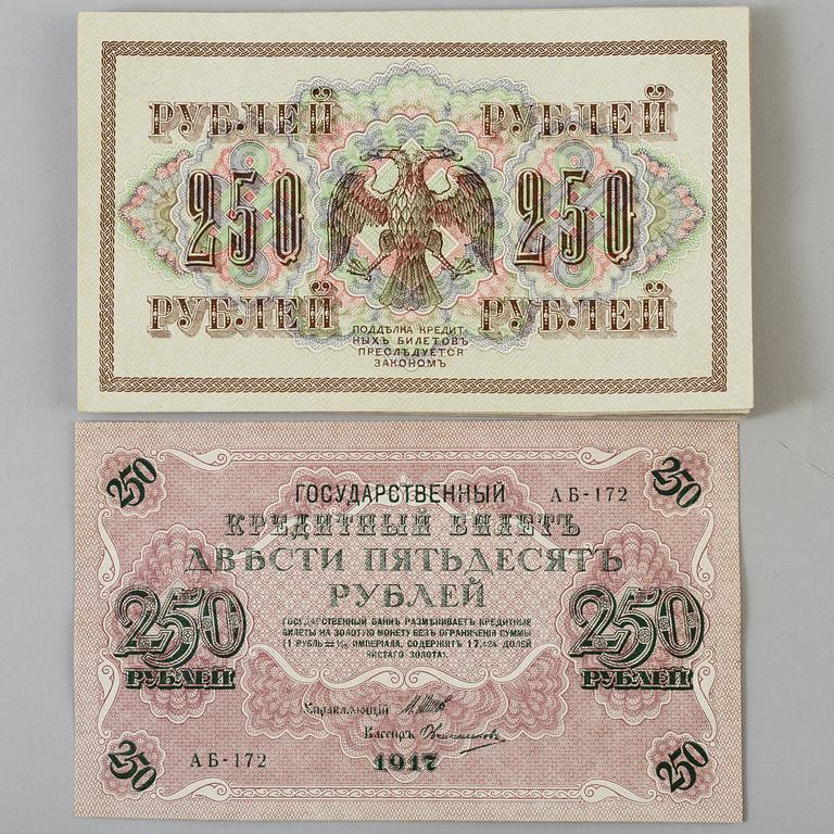 PARTI RYSKA SEDLAR, 1909, 1910, 1912 och 1917.
