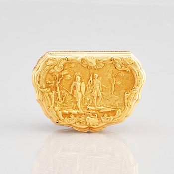 Frantz Bergs, dosa, guld, (verksam i Stockholm 1725-1777) 1700-talets mitt. Rokoko.