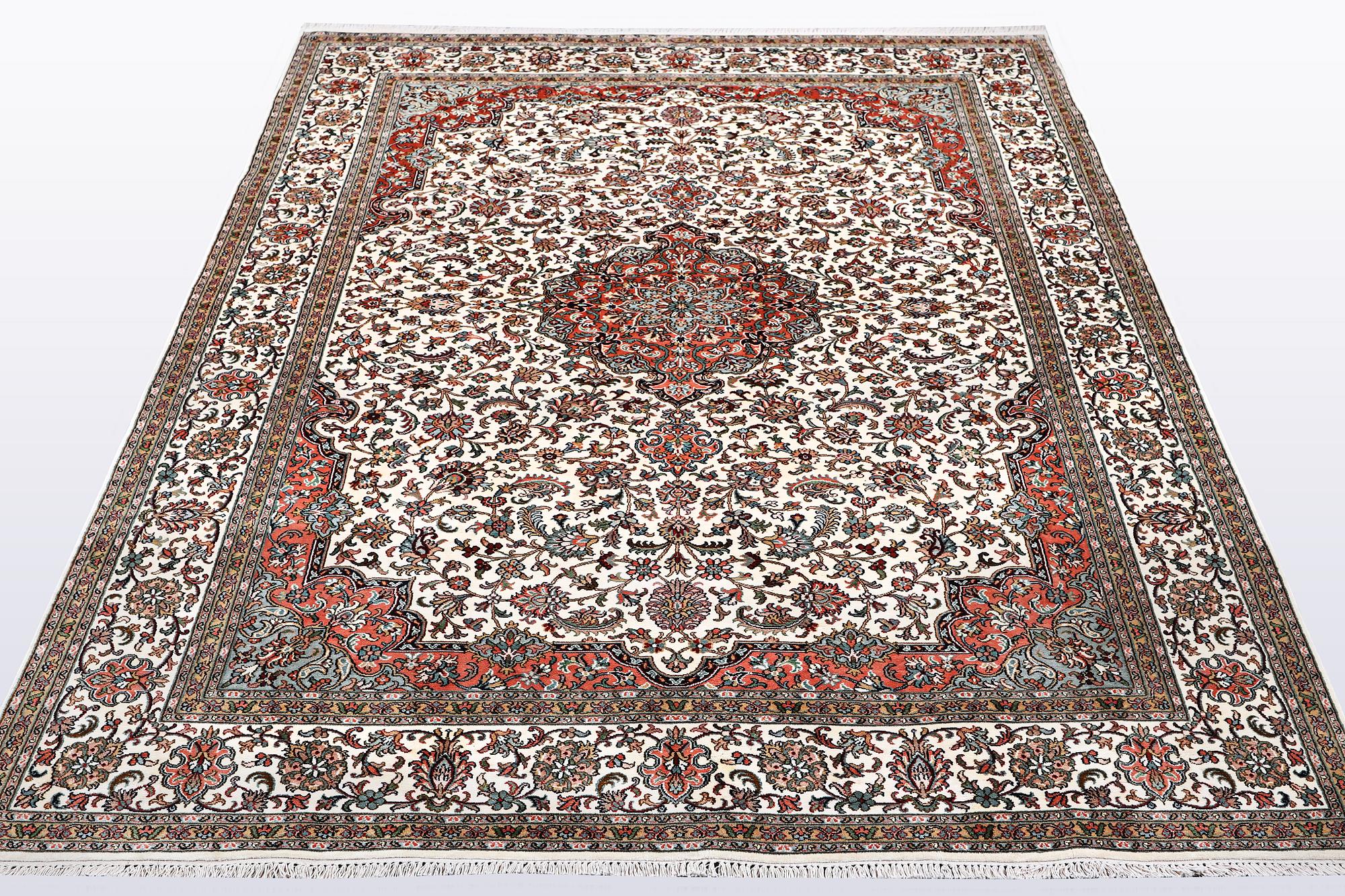 A carpet, silk Kashmir, ca 260 x 172 cm.
