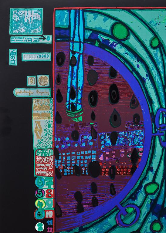 Friedensreich Hundertwasser, the complete portfolio comprising 10 silkscreens in colours with metallic imprints.