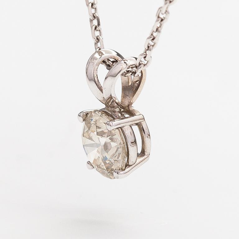 Kaulakoru, 14K valkokultaa, timantti n. 0.93 ct.