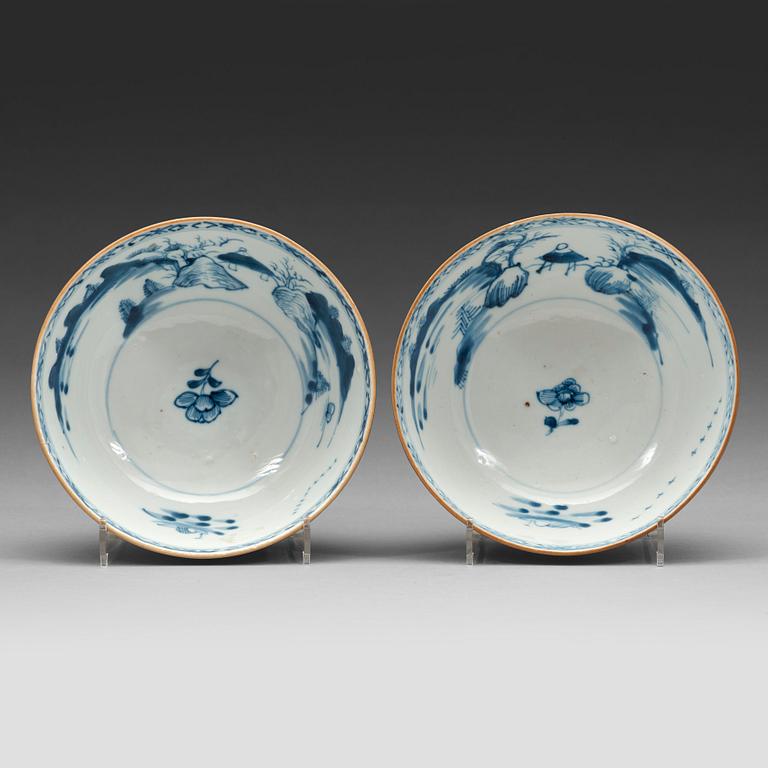 Two blue and white and cappuciner brown bowls, Qing dynasty, Qianlong (1736-95).