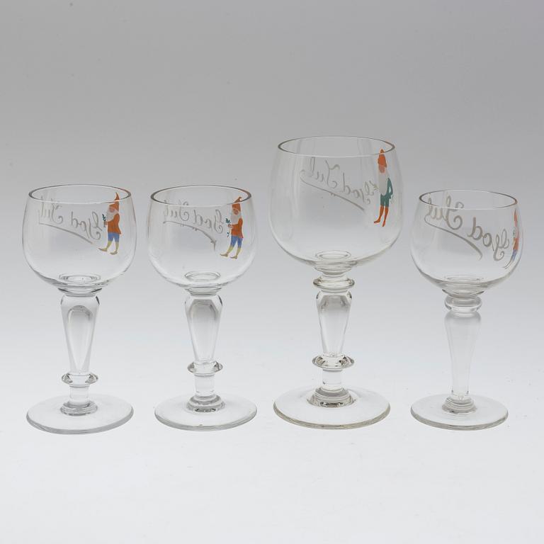 FOUR MATCHED GLASS CHRISTMAS GLASSES, circa 1900.