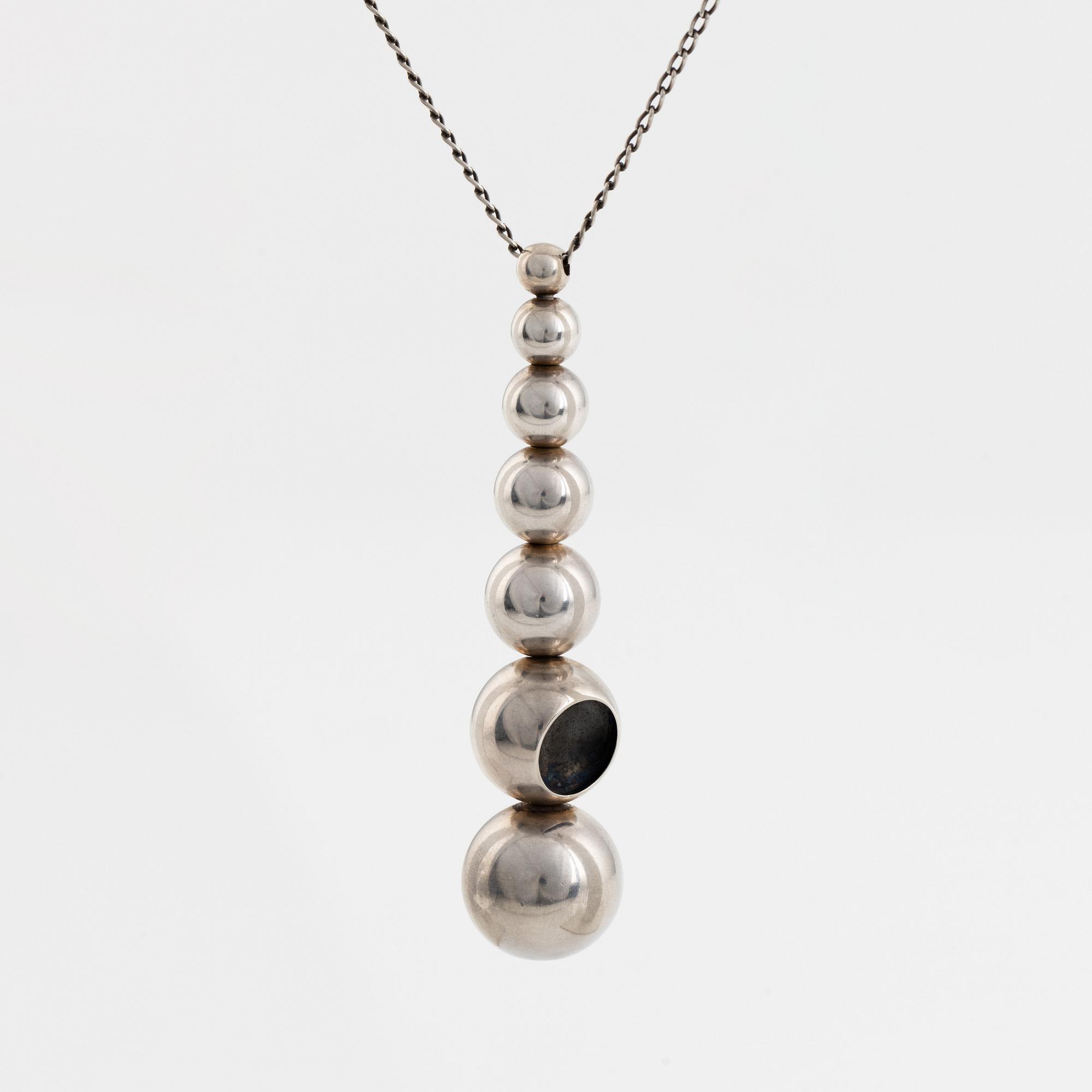 Jacqueline Rabun, pendant with chain, silver, "Cave pendant", Georg Jensen, Denmark.