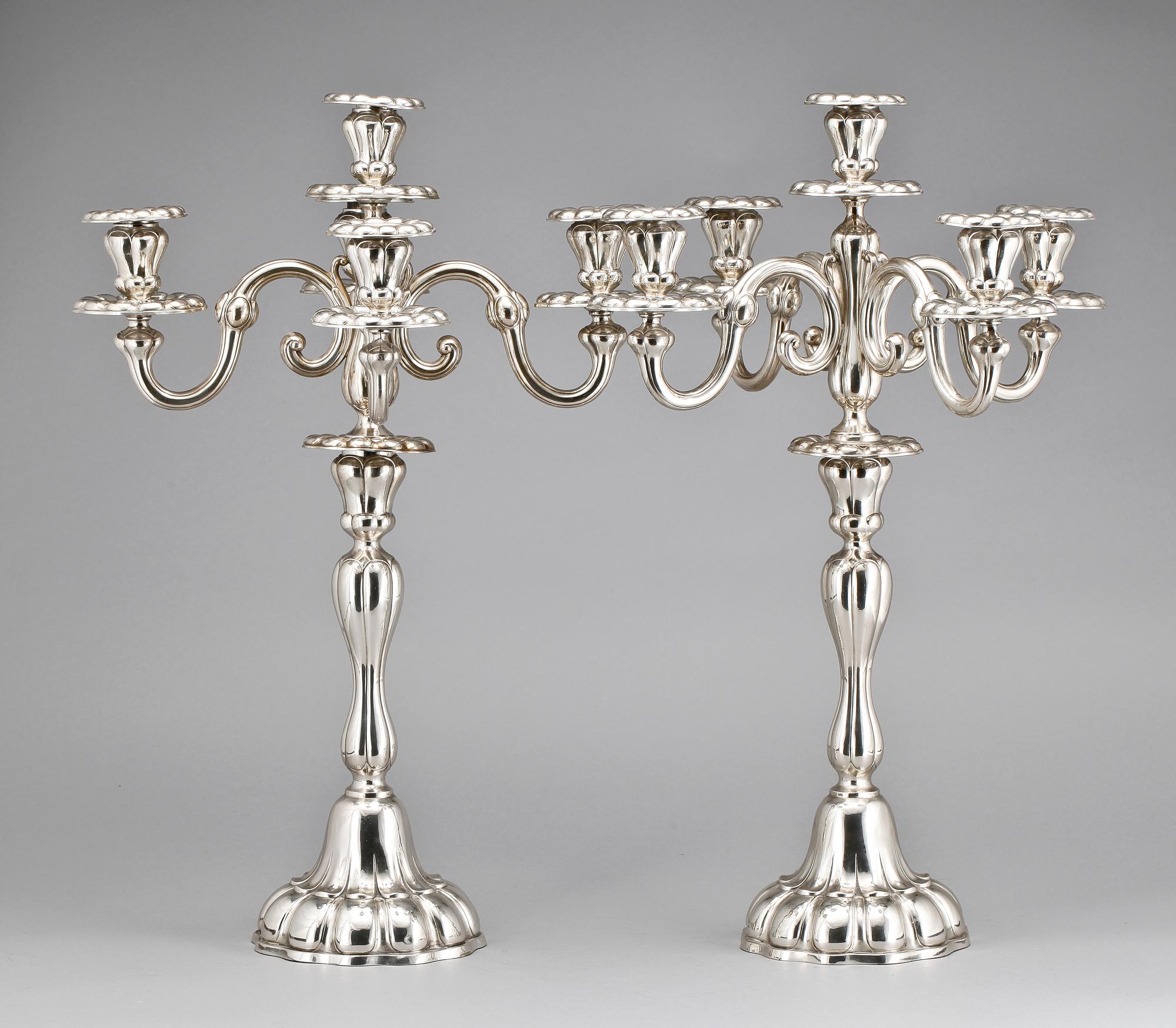 KANDELABRAR, ett par, silver. Hugo Böhm, Tyskland. 1800/1900-tal.